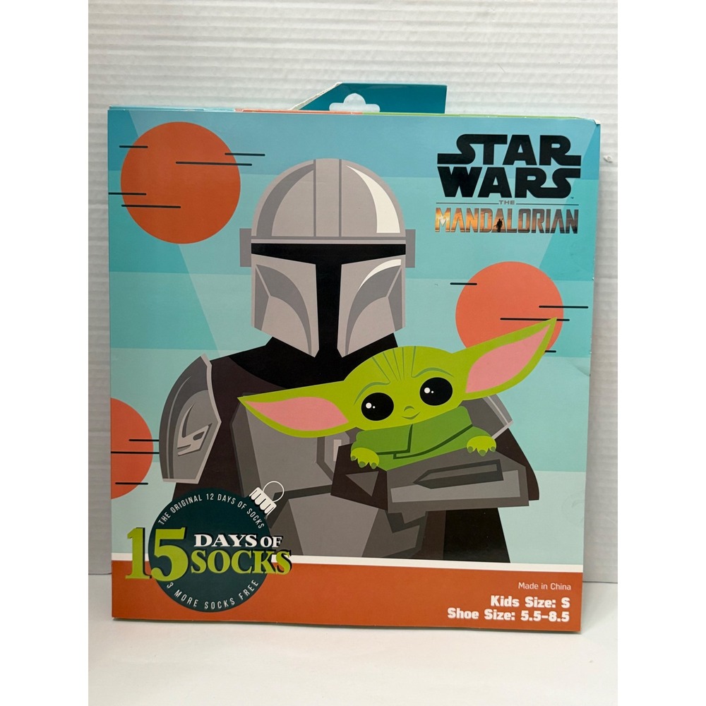 Star Wars The Mandalorian 15 Days of Socks Kids Size S Shoe 5.5-8.5 Grogu NEW
